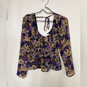 Aster yellow and purple floral top